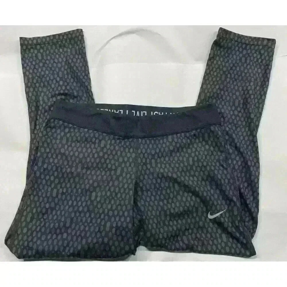 Nike Dri-Fit Run Fast Live Fearless Womens Small Leggings Black Gray Capri Pants
